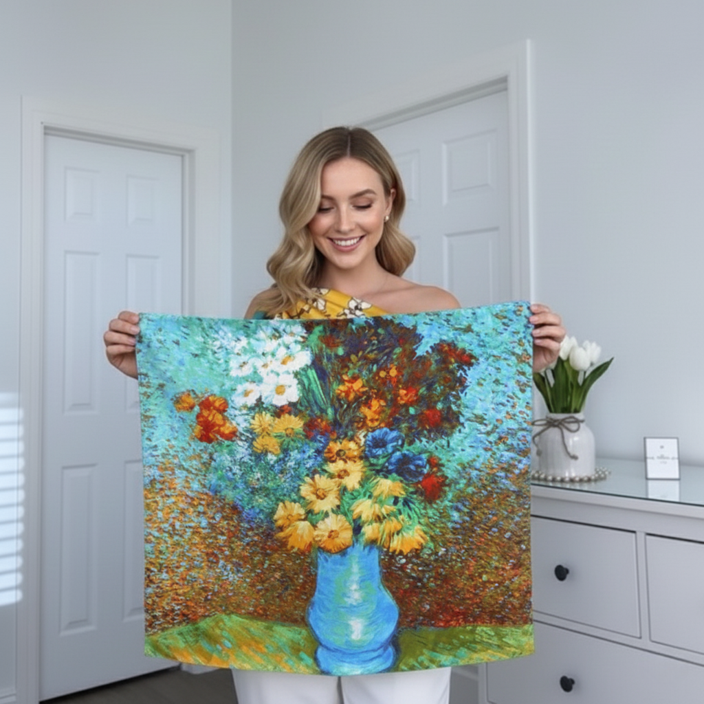 "Art Museum" Large Square Silk Scarf