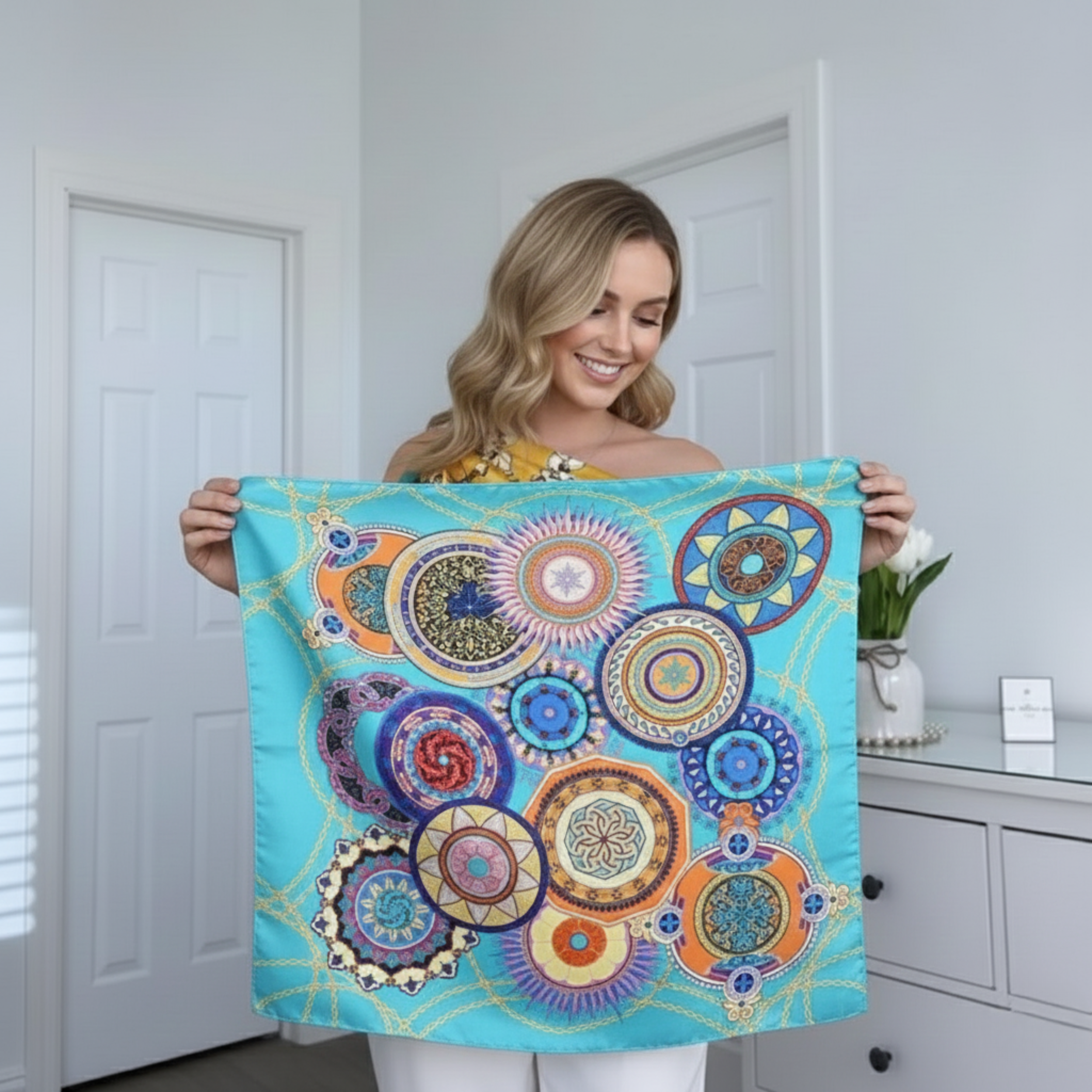 "The Luxe Bridle" Large Square Silk Scarf