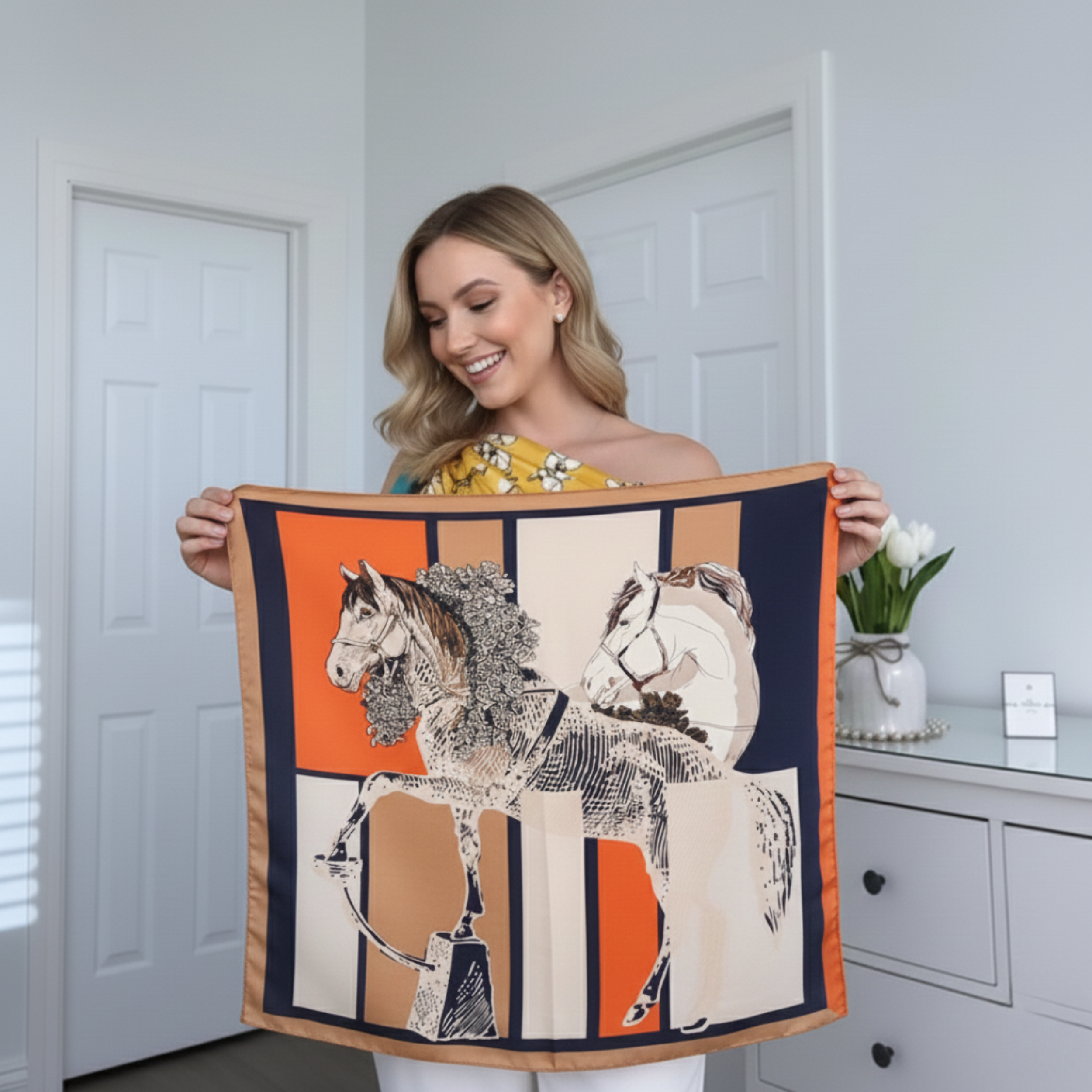 "The Royal Tapestry" Large Square Silk Scarf