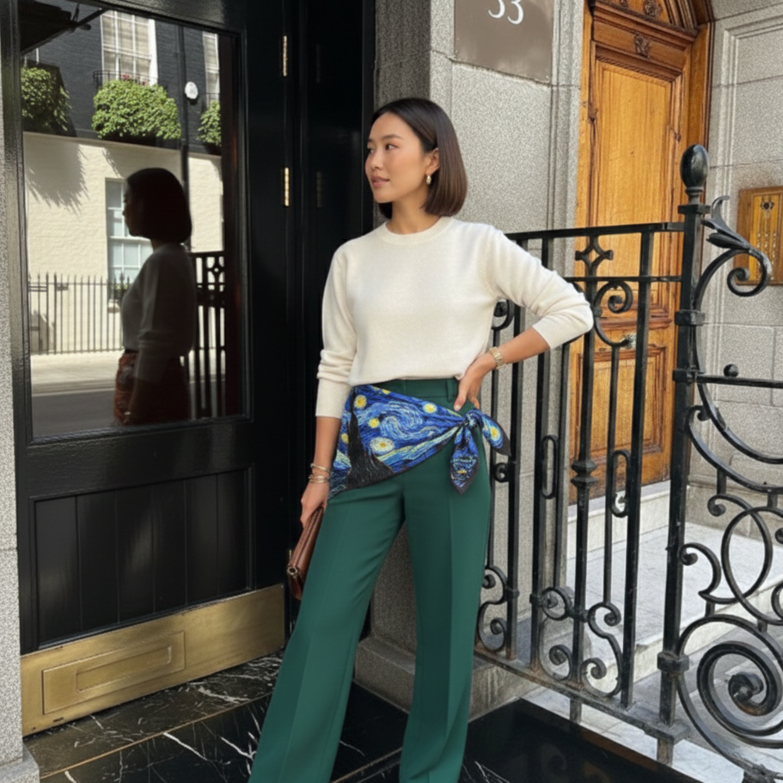 "Art Museum" Large Square Silk Scarf