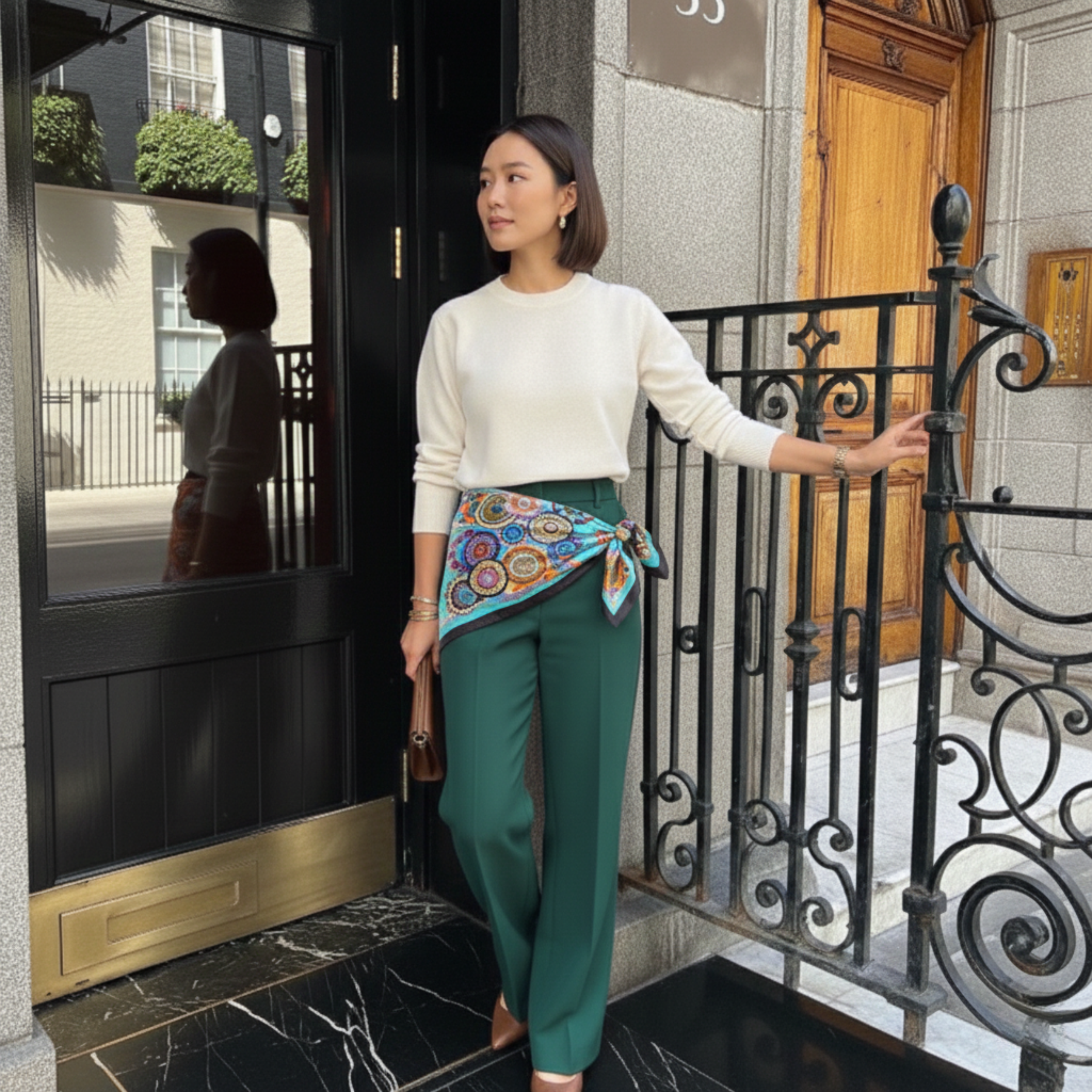 "The Luxe Bridle" Large Square Silk Scarf