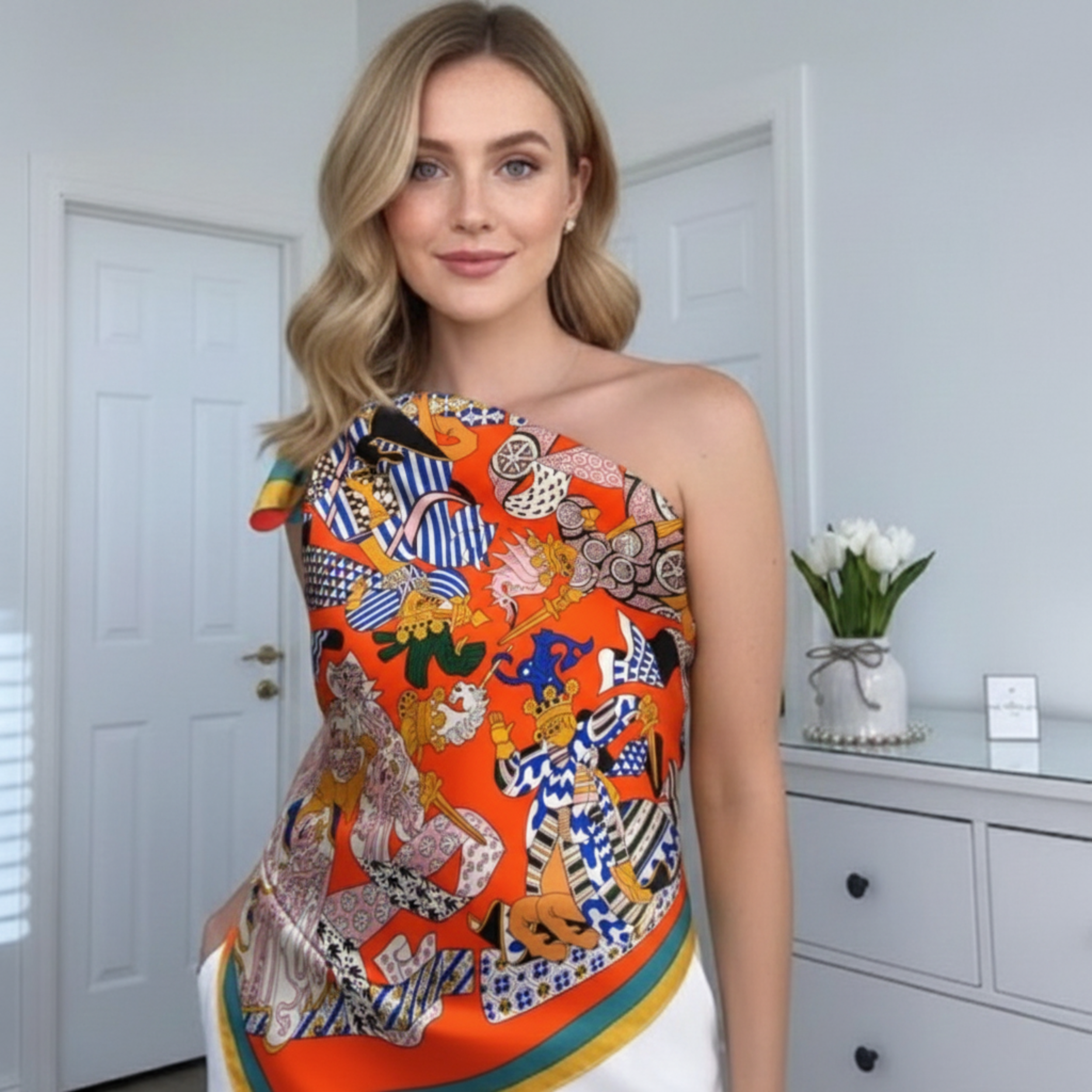 "The Royal Tapestry" Large Square Silk Scarf