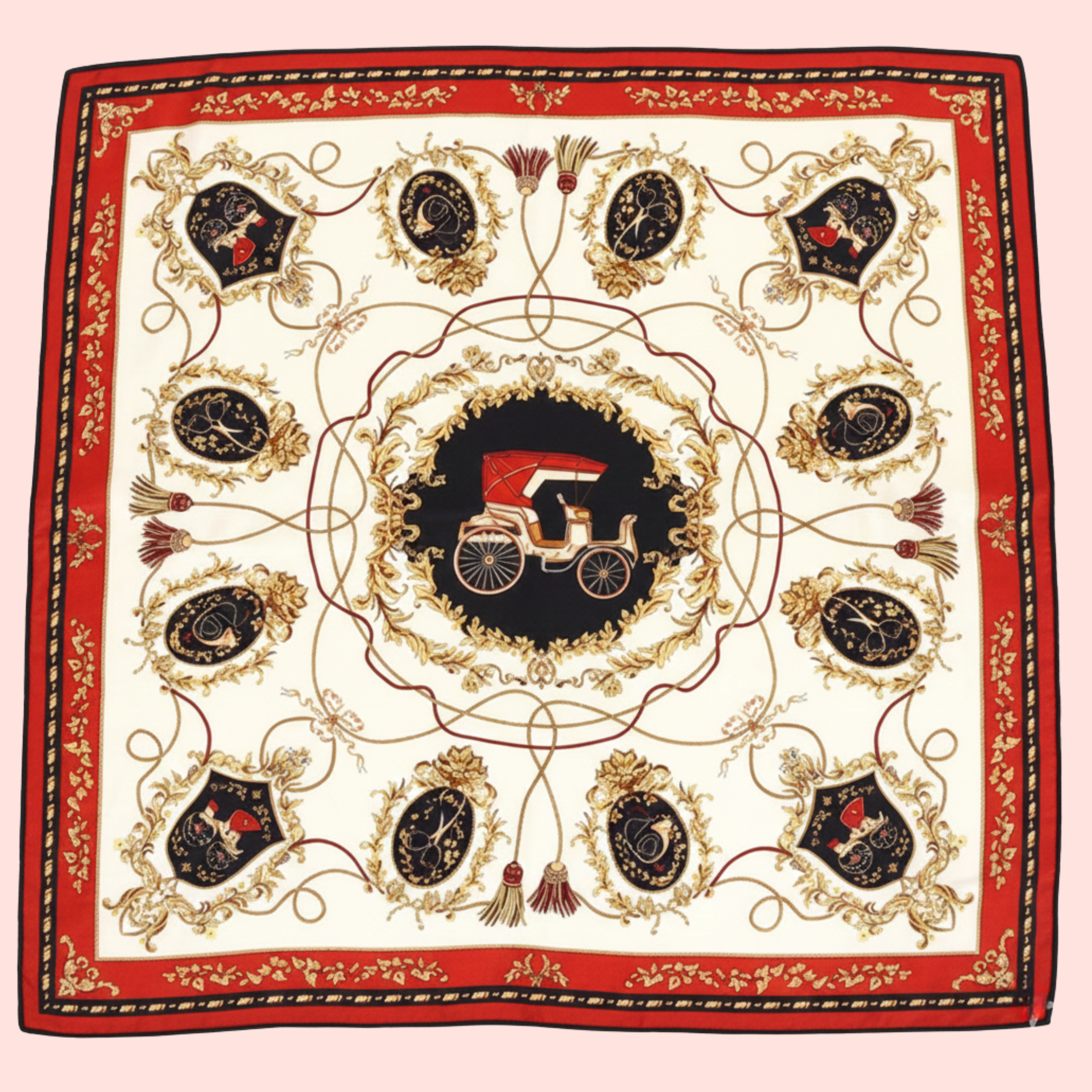 "The Luxe Bridle" Large Square Silk Scarf