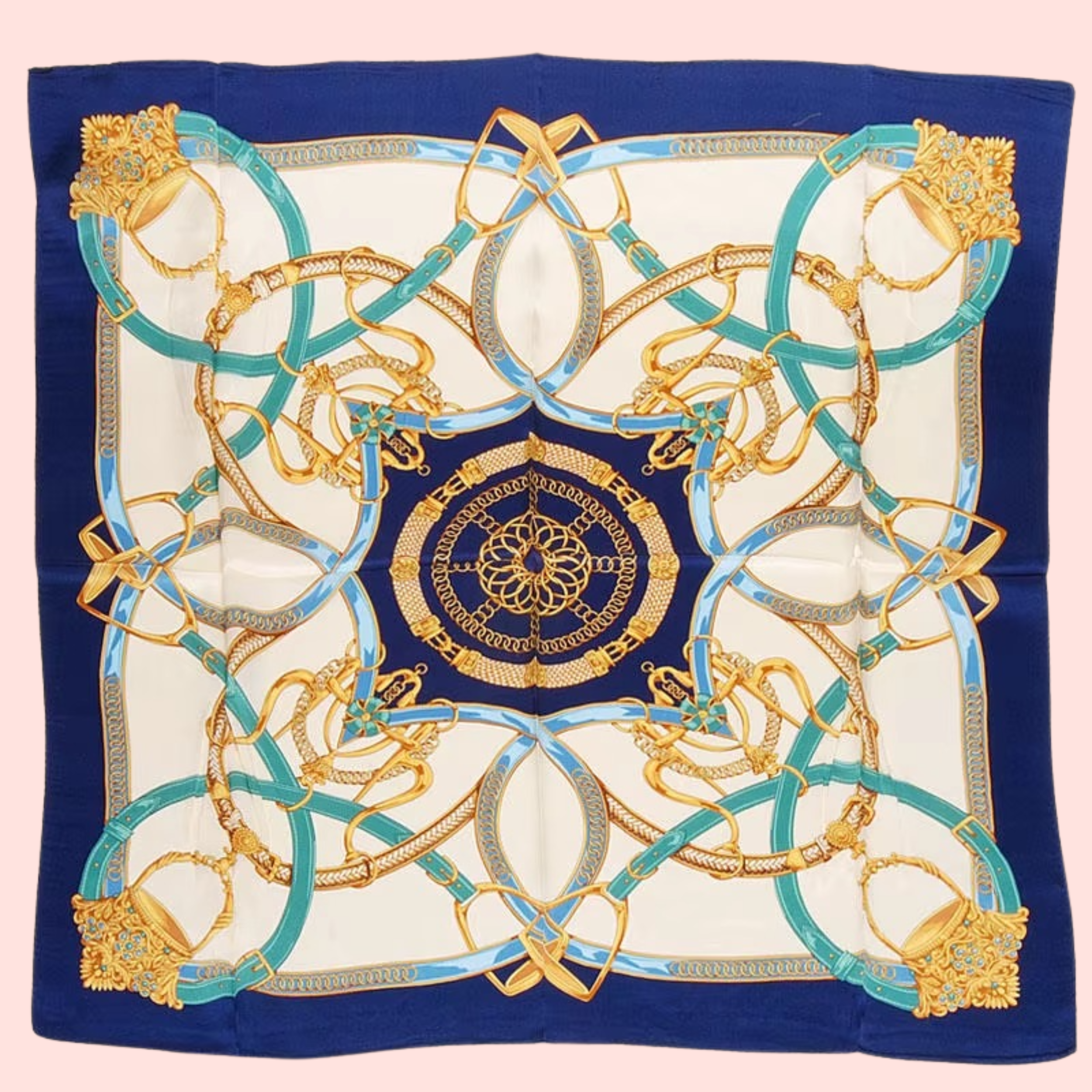 "The Luxe Bridle" Large Square Silk Scarf