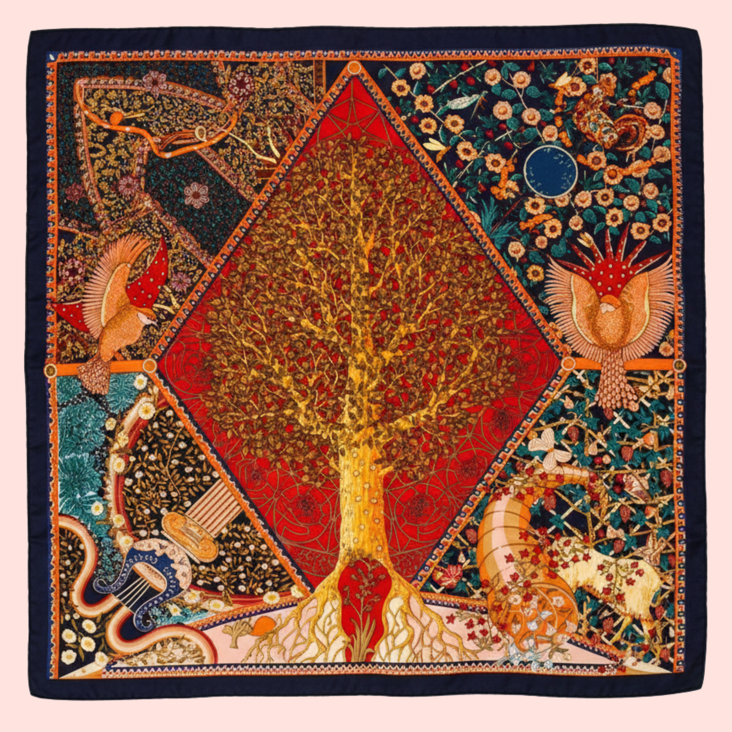 "The Royal Tapestry" Large Square Silk Scarf